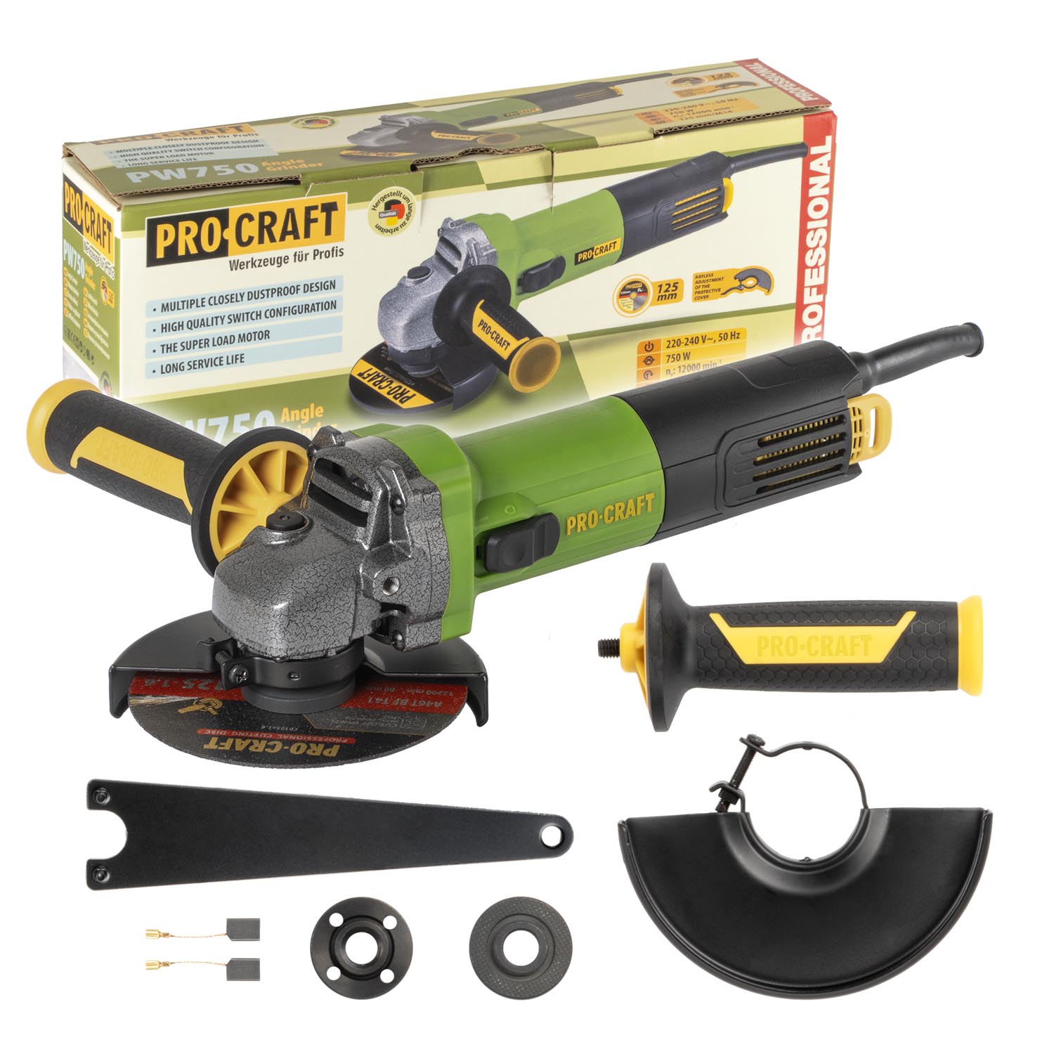 PROCRAFT brúska uhlová 125mm elektrická  750W   PW750