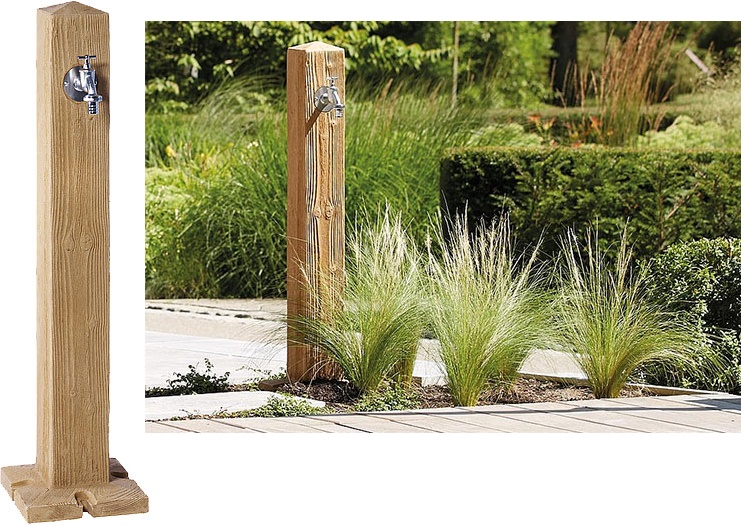 umývadlo záhradné plast 356031 vodovod drevo svetlé stĺp