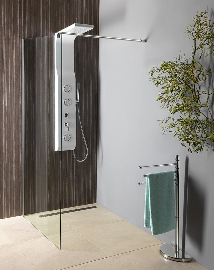 sprchová stena  WI121 číre sklo 1200x1900x6 mm + teleskopická vzpera 70 - 120 cm