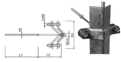 Bleskozvod držiak DOU klinec.2 FeZn uholníka so 140mm klincom (l=220mm) - Elektro | MasMasaryk