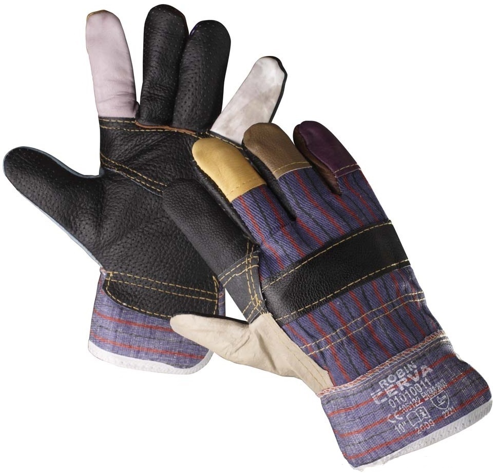 rukavice ROBIN  10"  koža/rôznofarebné