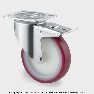 kolo otočné s brzdou 160 mm 3477 UAR P63 350kg RED