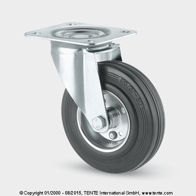 kolo otočné 100mm guma vidlica platňa 70kg 