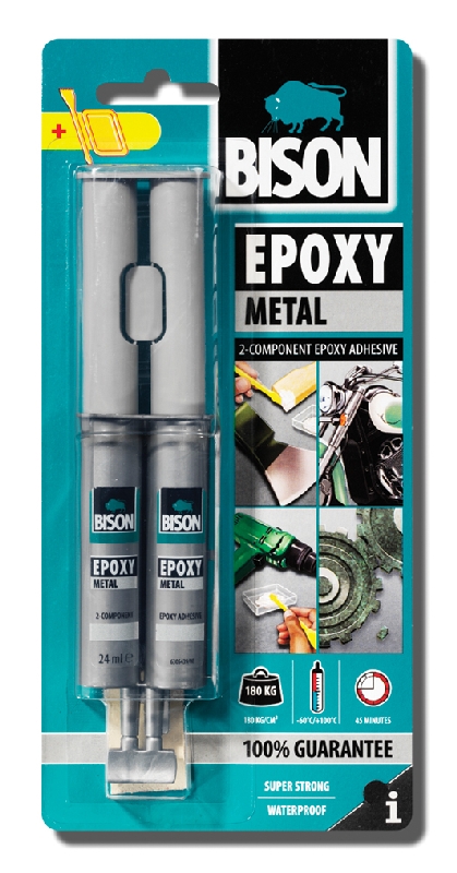 lepidlo Epoxy dvojzložk.tekutý kov v striekačke 24 ml Bison   - Lepidlá | MasMasaryk