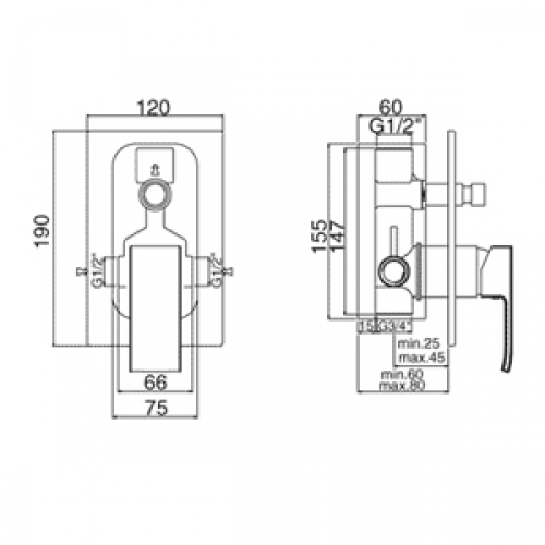 vodovodná batéria LES 015 CR vaňová podomietková