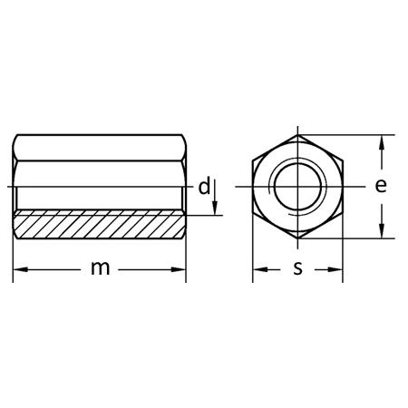 matica predlžovacia M  5x15 ZN 6-hranná  DIN 6334