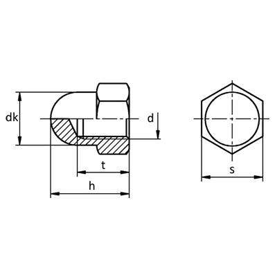 matica A2 DIN 1587 M  4 klobuková/uzavretá/nerezová