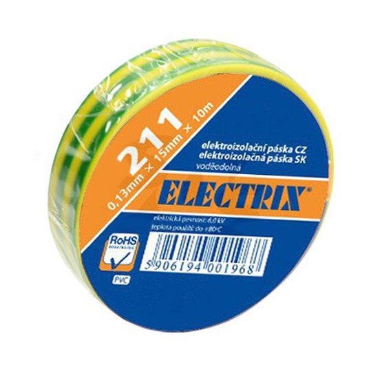 páska iizolačná 10mx15mm 211 žlto-zelená - Elektrikárske izolačné pásky | MasMasaryk